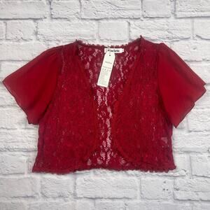 J1572 Women's Floral Lace Bolero Size Small